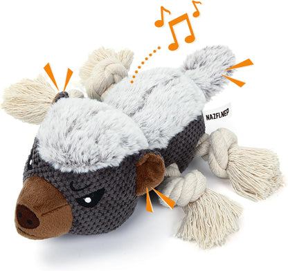 NAZFLNEP Dog Squeaky Toys (Grey, Honey Badger)