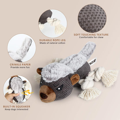 NAZFLNEP Dog Squeaky Toys (Grey, Honey Badger)