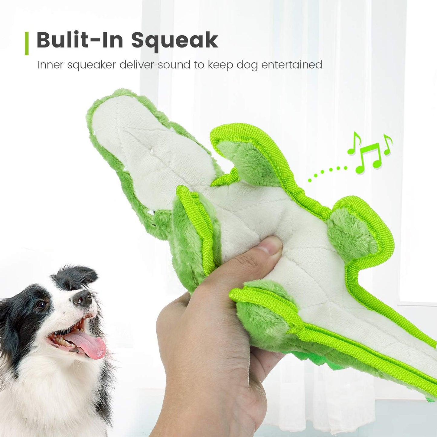 NAZFLNEP Interactive Squeaky Toys (Light Green, Crocodile)