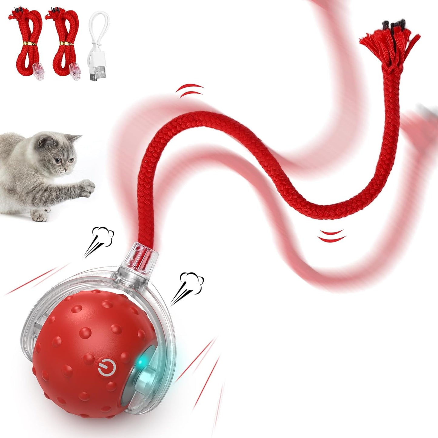 NAZFLNEP Interactive Cat Toys Ball (Long Tail)