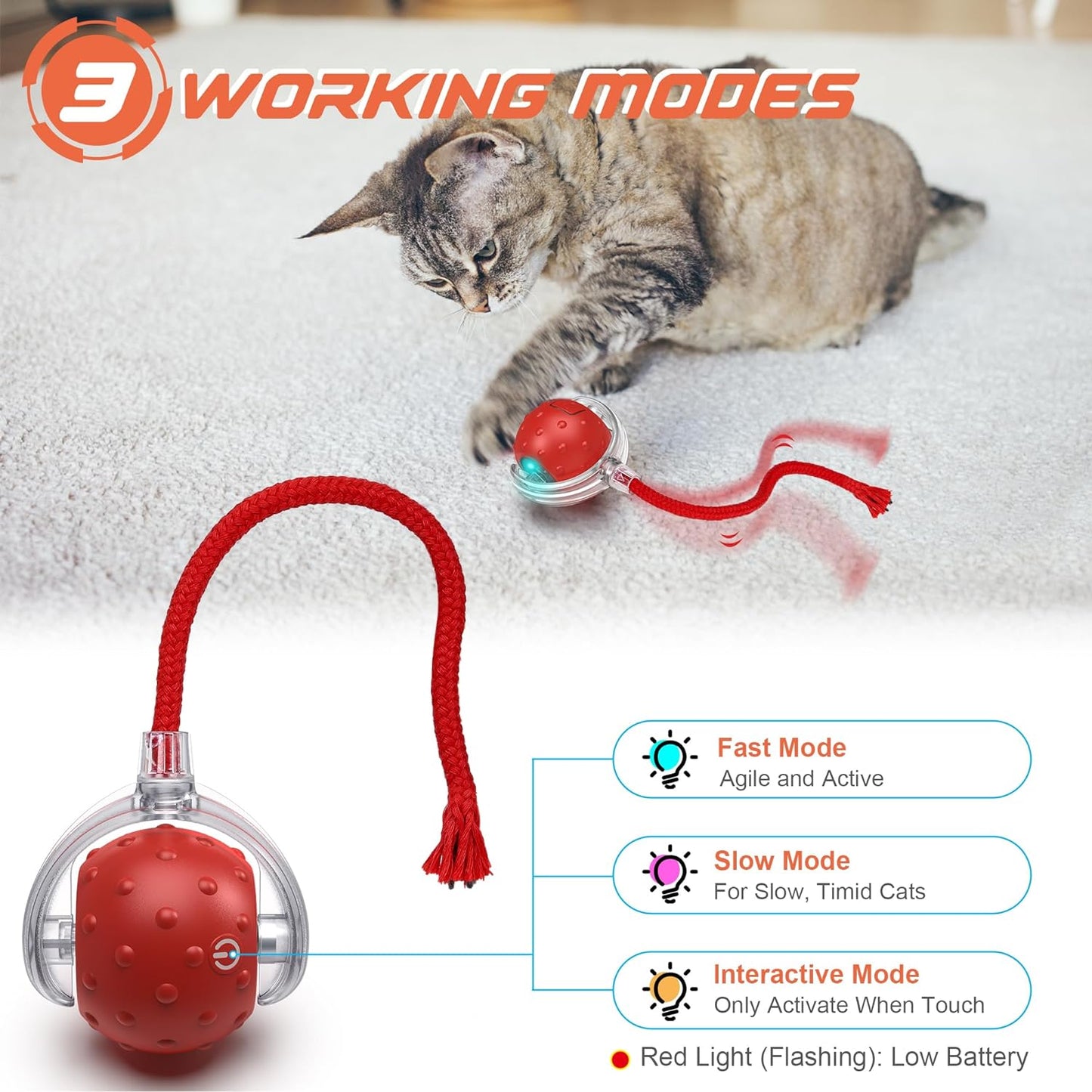 NAZFLNEP Interactive Cat Toys Ball (Long Tail)